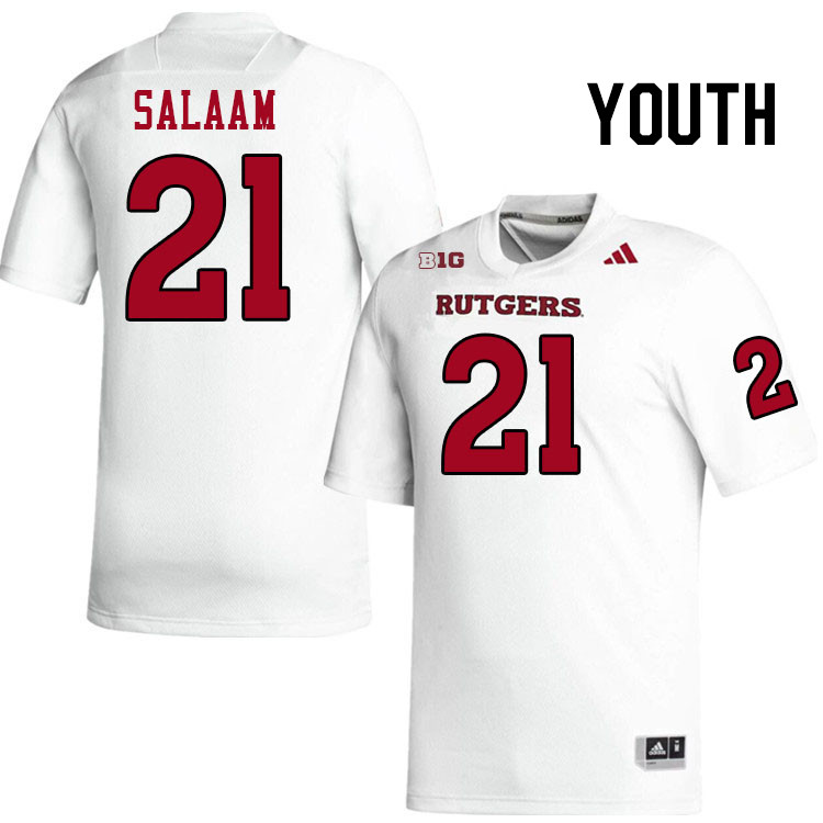 Youth #21 Al-Shadee Salaam Rutgers Scarlet Knights 2024 College Football Jerseys Stitched-White